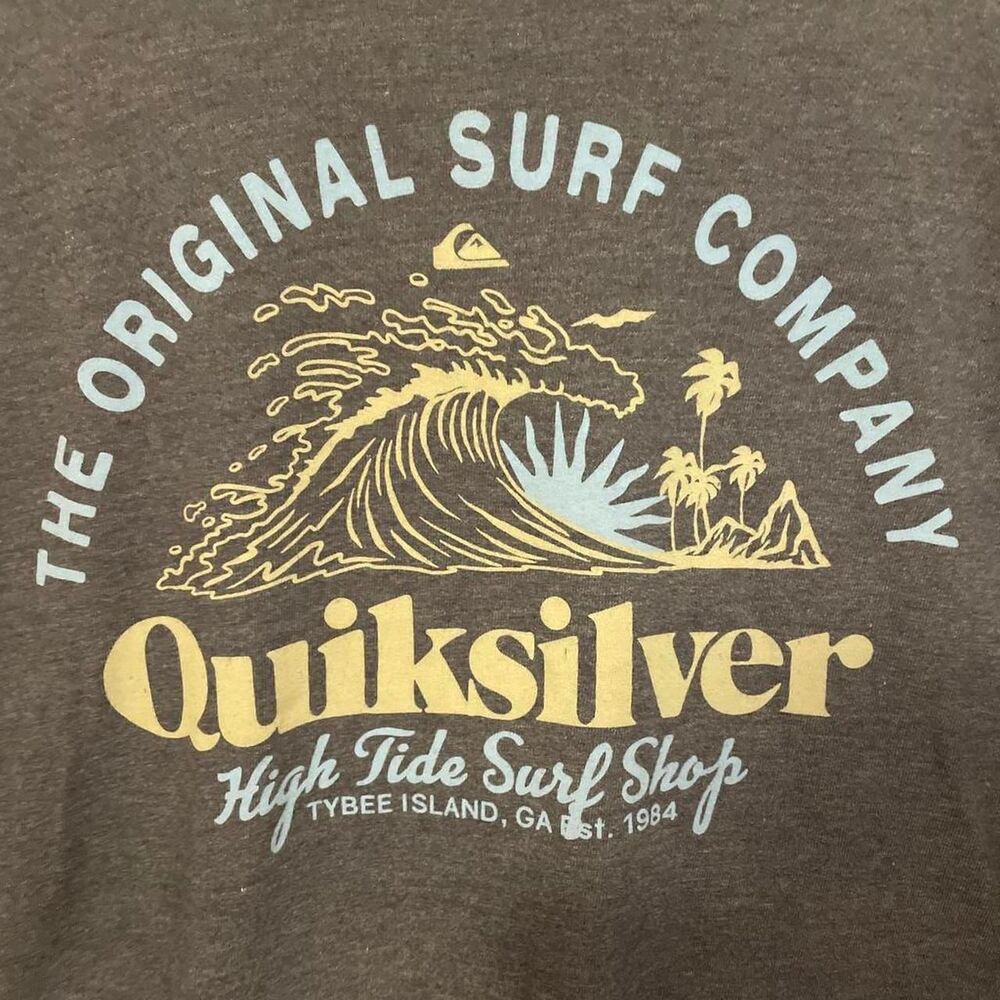 Quiksilver Men's Grey and Brown T-shirt